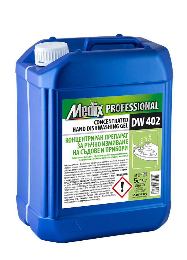 GEL VASE CONCENTRAT 5L MEDIX PROFESSIONAL pentru SPĂLAREA MANUALA a VESELEI DW 402, 403, 404 - Detergent de vase concentrat cu aroma de măr