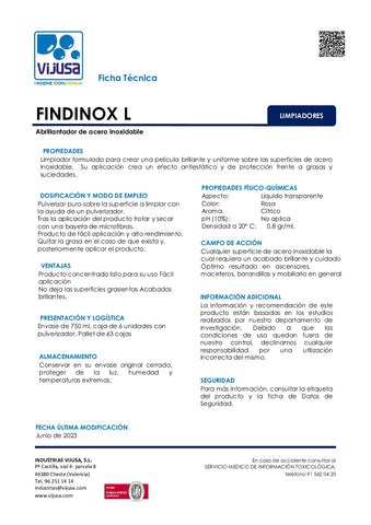 Detergent profesional pentru inox 750ml - FINDINOX-L - pentru suprafete din inox