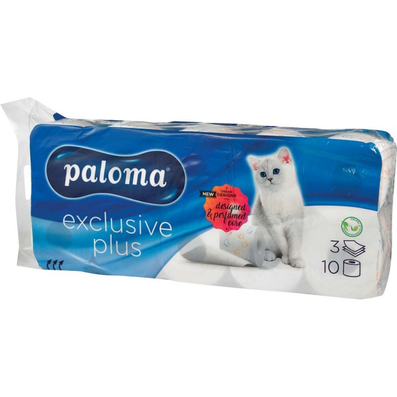 HARTIE IGIENICA PALOMA, ALBA, 3 STRATURI,  10 ROLE/SET