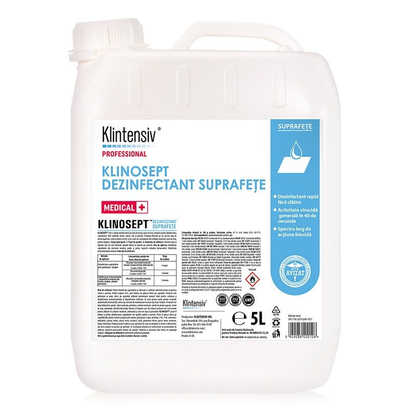 KLINOSEPT® – Dezinfectant rapid pentru suprafete RTU – pe baza de alcool, 5 litri