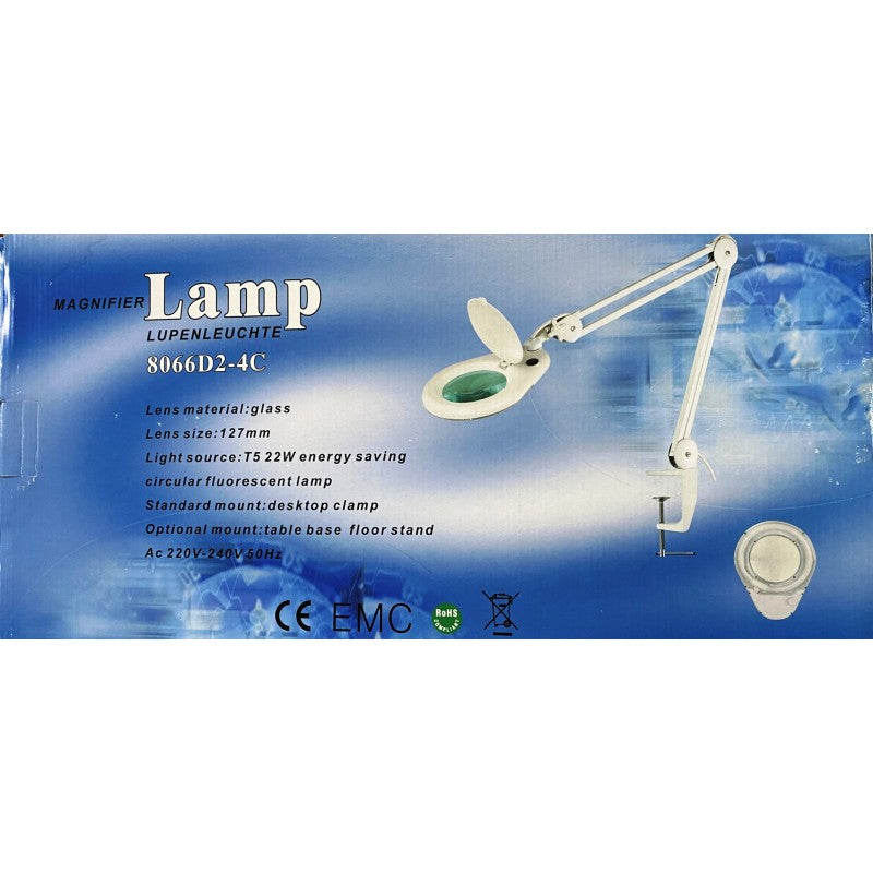 Lampa cosmetica cu 2 lupe, brat articulat, alba. Bonus : 2pensete
