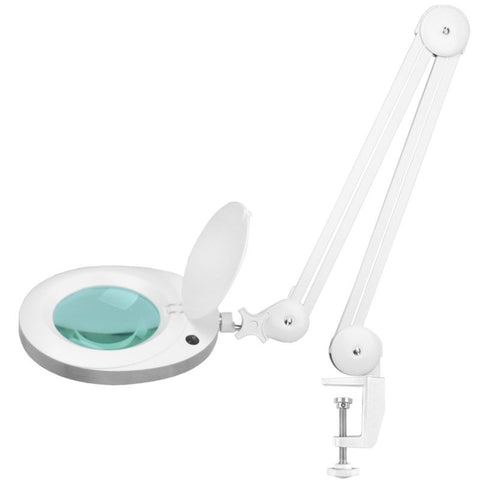 Lampa cosmetica cu 2 lupe, brat articulat, alba. Bonus : 2pensete