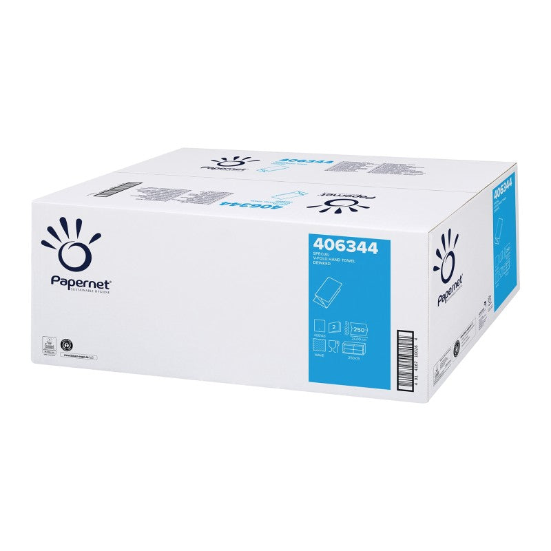 Prosoape pliate Papernet V Fold, Verde, 23x24cm, 2 straturi, 250 portii, 15 pachete/bax