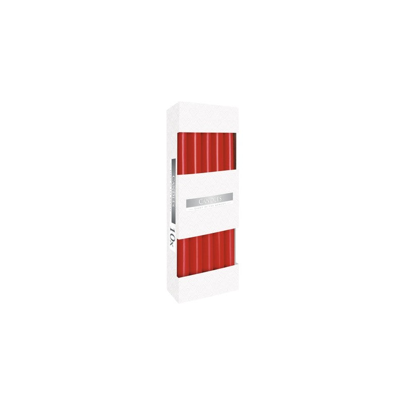 Set 10 lumanari conice Bispol Rosu,durata de ardere 7 h